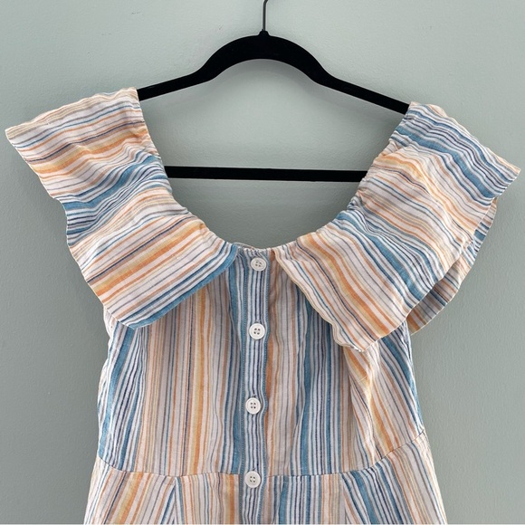 Reformation Landy Marbella Off Shoulder Linen Stripe Dress 10 - Picture 5 of 12